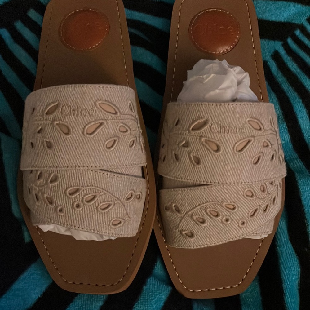 Chloe woody sandals in deep ivory nwt